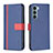 Leather Case Stands Flip Cover Holder B04F for Motorola Moto Edge S30 5G Blue