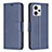 Leather Case Stands Flip Cover Holder B04F for Motorola Moto G23 Blue