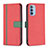 Leather Case Stands Flip Cover Holder B04F for Motorola Moto G31 Red