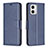 Leather Case Stands Flip Cover Holder B04F for Motorola Moto G73 5G Blue