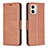 Leather Case Stands Flip Cover Holder B04F for Motorola Moto G73 5G Brown