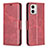 Leather Case Stands Flip Cover Holder B04F for Motorola Moto G73 5G Red