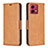 Leather Case Stands Flip Cover Holder B04F for Motorola Moto G84 5G Light Brown