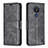 Leather Case Stands Flip Cover Holder B04F for Nokia C21 Black