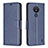 Leather Case Stands Flip Cover Holder B04F for Nokia C21 Blue