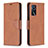 Leather Case Stands Flip Cover Holder B04F for Oppo A16 Brown