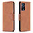 Leather Case Stands Flip Cover Holder B04F for Oppo A16s Brown