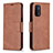 Leather Case Stands Flip Cover Holder B04F for Oppo A54 5G Brown