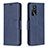 Leather Case Stands Flip Cover Holder B04F for Oppo A54s Blue