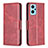 Leather Case Stands Flip Cover Holder B04F for Oppo A96 4G Red