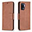 Leather Case Stands Flip Cover Holder B04F for Oppo Reno5 F Brown