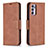 Leather Case Stands Flip Cover Holder B04F for Oppo Reno6 5G Brown