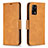 Leather Case Stands Flip Cover Holder B04F for Oppo Reno6 Lite Light Brown