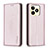 Leather Case Stands Flip Cover Holder B04F for Realme C67 Pink