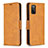 Leather Case Stands Flip Cover Holder B04F for Samsung Galaxy A03s Light Brown