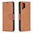 Leather Case Stands Flip Cover Holder B04F for Samsung Galaxy A12 Nacho Brown