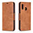 Leather Case Stands Flip Cover Holder B04F for Samsung Galaxy A20e Brown