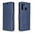 Leather Case Stands Flip Cover Holder B04F for Samsung Galaxy A21 Blue