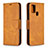 Leather Case Stands Flip Cover Holder B04F for Samsung Galaxy A21s Light Brown