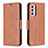 Leather Case Stands Flip Cover Holder B04F for Samsung Galaxy A34 5G Brown