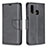 Leather Case Stands Flip Cover Holder B04F for Samsung Galaxy A40 Black