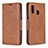 Leather Case Stands Flip Cover Holder B04F for Samsung Galaxy A40 Brown