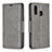 Leather Case Stands Flip Cover Holder B04F for Samsung Galaxy A40 Gray