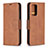 Leather Case Stands Flip Cover Holder B04F for Samsung Galaxy A52s 5G Brown