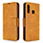 Leather Case Stands Flip Cover Holder B04F for Samsung Galaxy A70E Light Brown