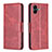 Leather Case Stands Flip Cover Holder B04F for Samsung Galaxy M04 Red