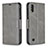 Leather Case Stands Flip Cover Holder B04F for Samsung Galaxy M10 Gray