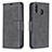 Leather Case Stands Flip Cover Holder B04F for Samsung Galaxy M20 Black