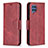 Leather Case Stands Flip Cover Holder B04F for Samsung Galaxy M32 4G Red