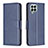 Leather Case Stands Flip Cover Holder B04F for Samsung Galaxy M33 5G Blue