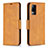 Leather Case Stands Flip Cover Holder B04F for Vivo V21e 4G Light Brown