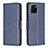 Leather Case Stands Flip Cover Holder B04F for Vivo Y01 Blue