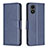 Leather Case Stands Flip Cover Holder B04F for Vivo Y02S Blue