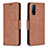 Leather Case Stands Flip Cover Holder B04F for Vivo Y12A Brown