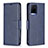 Leather Case Stands Flip Cover Holder B04F for Vivo Y21 Blue