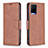 Leather Case Stands Flip Cover Holder B04F for Vivo Y21a Brown