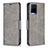 Leather Case Stands Flip Cover Holder B04F for Vivo Y21a Gray