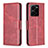 Leather Case Stands Flip Cover Holder B04F for Vivo Y35 4G