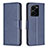 Leather Case Stands Flip Cover Holder B04F for Vivo Y35 4G Blue