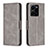 Leather Case Stands Flip Cover Holder B04F for Vivo Y35 4G Gray