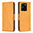 Leather Case Stands Flip Cover Holder B04F for Vivo Y35 4G Light Brown