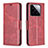 Leather Case Stands Flip Cover Holder B04F for Xiaomi Mi 14 Pro 5G Red