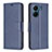 Leather Case Stands Flip Cover Holder B04F for Xiaomi Poco C65 Blue