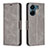 Leather Case Stands Flip Cover Holder B04F for Xiaomi Poco C65 Gray