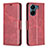 Leather Case Stands Flip Cover Holder B04F for Xiaomi Poco C65 Red