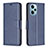 Leather Case Stands Flip Cover Holder B04F for Xiaomi Poco F5 5G Blue